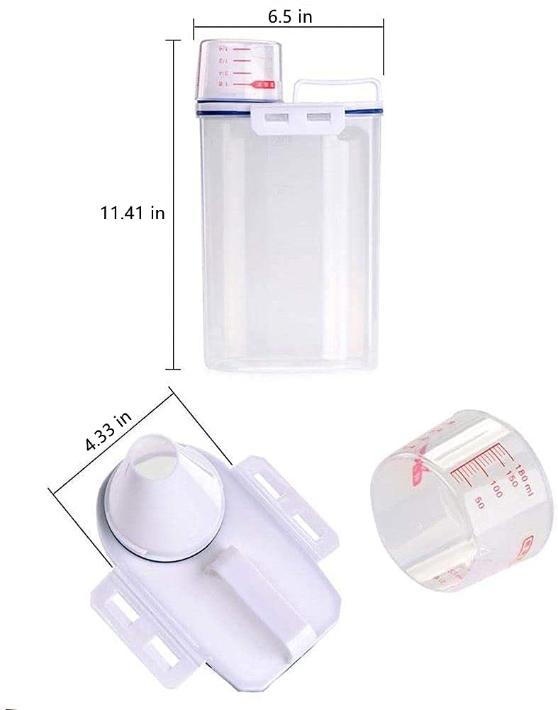 BOLESHU 3 PCS Rice Bin 2L Rice Container, 3 Pcs Airtight Cereal Container Rice Barrel Dry Grain Dispenser Thicken Rice Cylinder Clear Food Storage Box with Airtight Design Measuring Cup Pour Spout