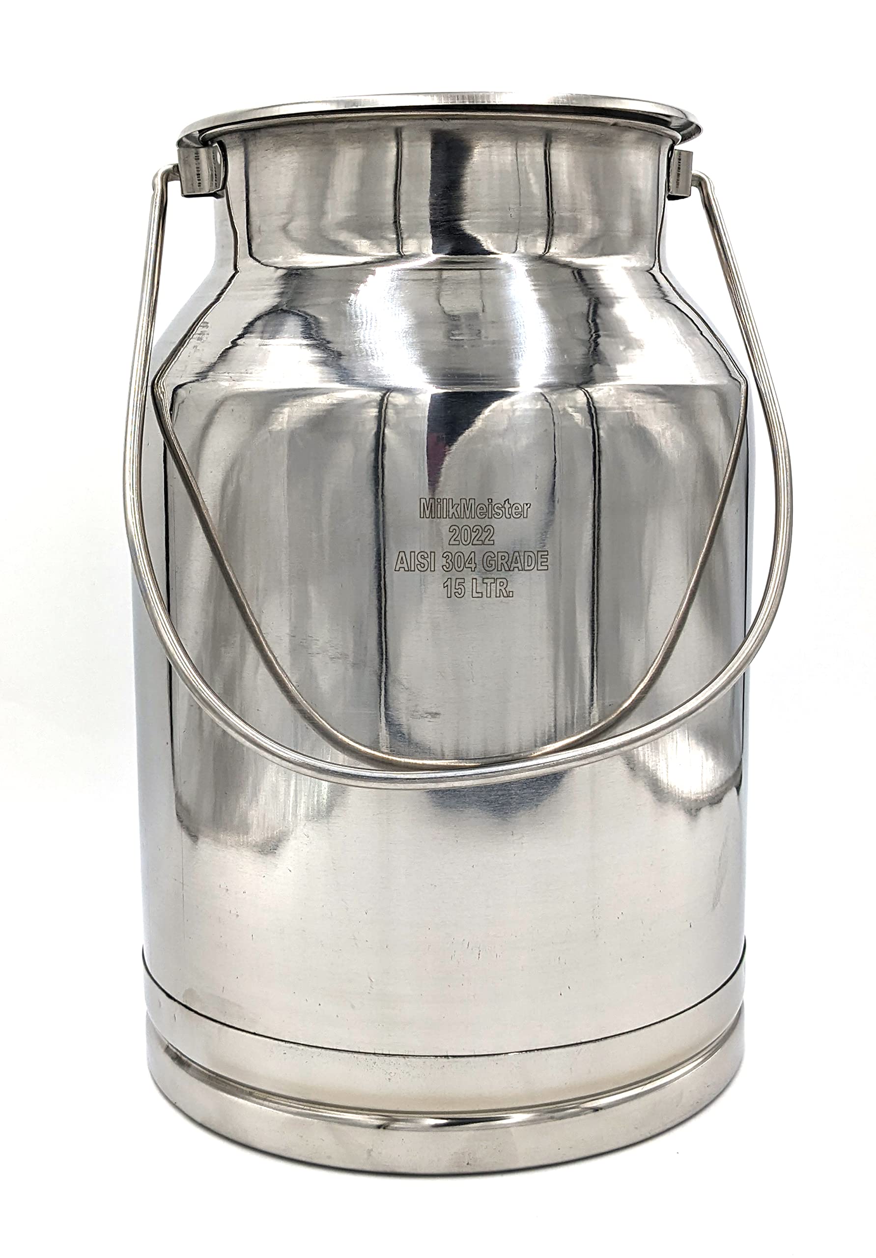 15 Qt Milk Can Tote, Stainless Steel with Lid and Handle 4 Gallon