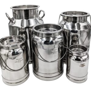 15 Qt Milk Can Tote, Stainless Steel with Lid and Handle 4 Gallon