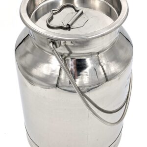 15 Qt Milk Can Tote, Stainless Steel with Lid and Handle 4 Gallon