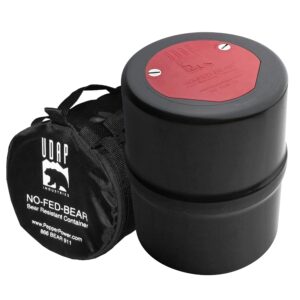 udap no-fed-bear bear resistant canister, hiking camping backpacking hunting food storage container with carrying case, 2 gallons, brcwc