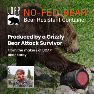 UDAP NO-FED-BEAR Bear Resistant Canister, Hiking Camping Backpacking Hunting Food Storage Container with Carrying Case, 2 Gallons, BRCWC
