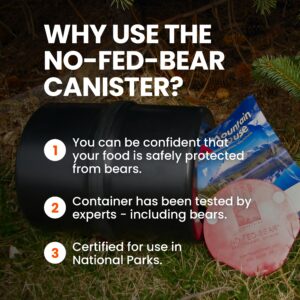 UDAP NO-FED-BEAR Bear Resistant Canister, Hiking Camping Backpacking Hunting Food Storage Container with Carrying Case, 2 Gallons, BRCWC