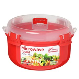 sistema microwave cookware bowl, round, 30.9 ounce/ 3.8 cup, red
