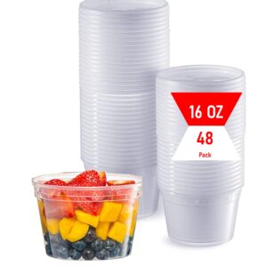 Mr. Miracle Deli Containers with Lids - 48 Pack of 16 oz Clear Airtight Reusable Plastic Food and Multi-Purpose Containers - Microwave, Freezer, and Dishwasher Safe