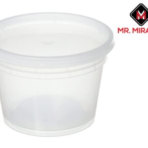 Mr. Miracle Deli Containers with Lids - 48 Pack of 16 oz Clear Airtight Reusable Plastic Food and Multi-Purpose Containers - Microwave, Freezer, and Dishwasher Safe