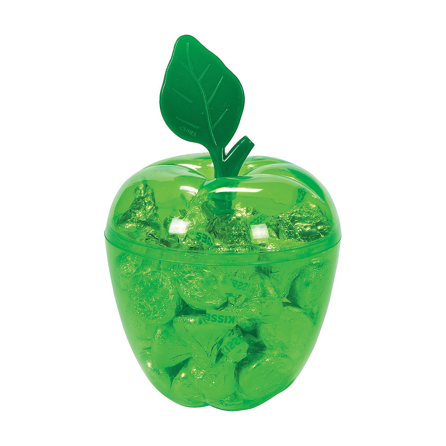 Fun Express Set of 12 Pieces Plastic Green Apple Container, BPA Free Plastic, Classroom and Party Supplies