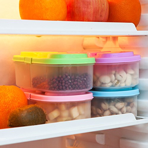 OUNONA Snack Containers 2compartment Food Storage: 4Pack Food Containers Divided Snack Boxes Two Sections for Snacks On the Go for Work and Travel