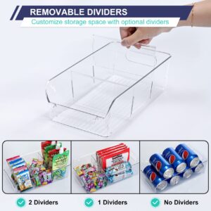 LANDNEOO 2 Tier Clear Organizer with Dividers + Set of 8, Stackable Clear Bins with Removable Dividers - Pantry Food Snack Organization and Storage - Multi-Purpose Plastic Home Organizer