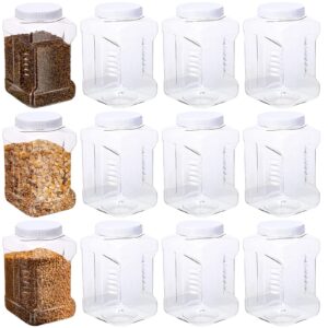 12 packs 1 gallon plastic grip jar with cap clear storage containers grip jars multi-use empty containers household dried food canisters bpa free for kitchen fermentation food storage (white lid)