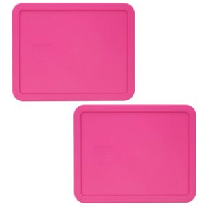 pyrex 7212-pc pink plastic rectangle replacement storage lid, made in usa - 2 pack