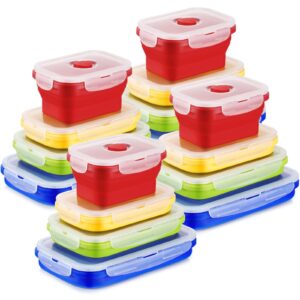 4 sets 16 pcs silicone food storage containers with lids collapsible meal prep container silicone food box microwave lunch containers leftover meal box, dishwasher and freezer safe (multicolor)