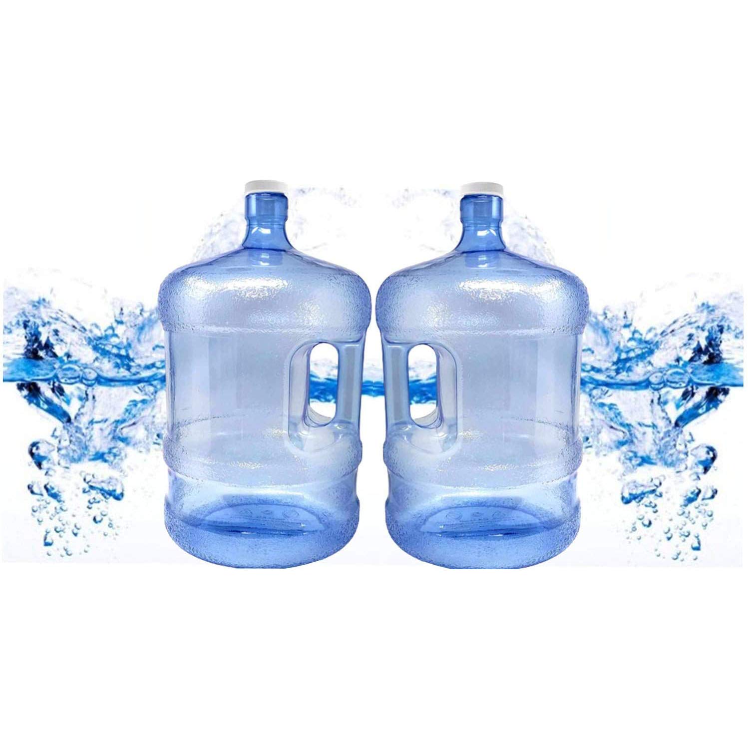 Lavo Home 2 Pack 5 Gallon Plastic Water Bottle Container with Cap & Carrying Handle - BPA Food Grade For Emergency Storage