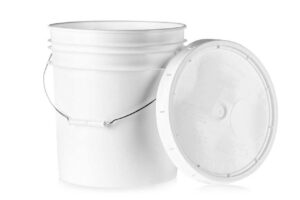 epackage supply 20 liter plastic bucket with lid i heavy duty i food storage, bpa-free i all purpose pail i heavy duty i white (1 count)
