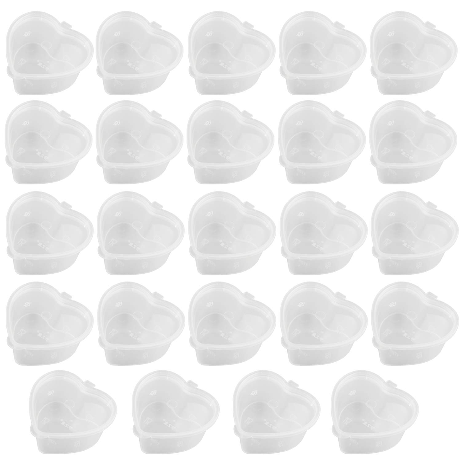 24 Pieces 2.4 oz Heart Shaped Slime Storage Containers Transparent Small Plastic Box with Hinged Lids