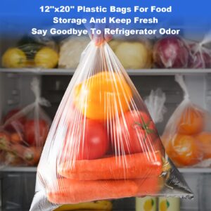 Tapsin 12x20 Plastic Produce Bags on a Roll - Clear Plastic Bags for Food, Vegetable, Fruits, Bread, Pet Bags and Grocery Clear Bag- 350 Bags/Roll (2 Rolls)