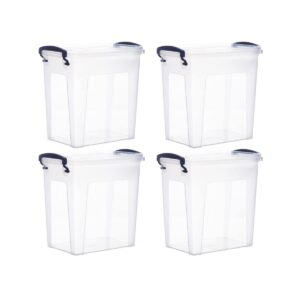 superio clear storage bins with lids, stackable deep storage boxes with latches and handles, extra small, 4 pack, deep containers for home, garage, and kitchen