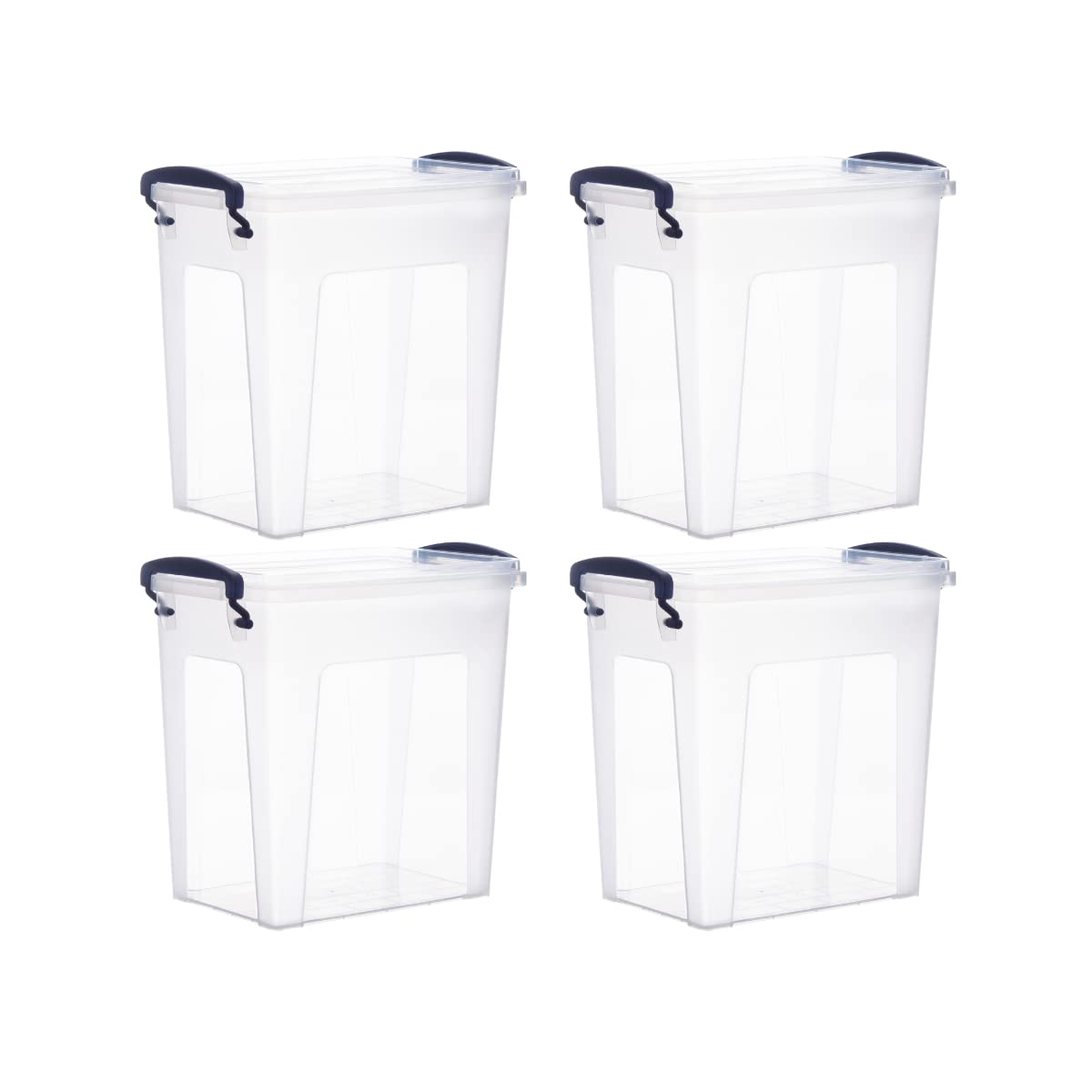 Superio Clear Storage Bins with Lids, Stackable Deep Storage Boxes with Latches and Handles, Extra Small, 4 Pack, Deep Containers for Home, Garage, and Kitchen