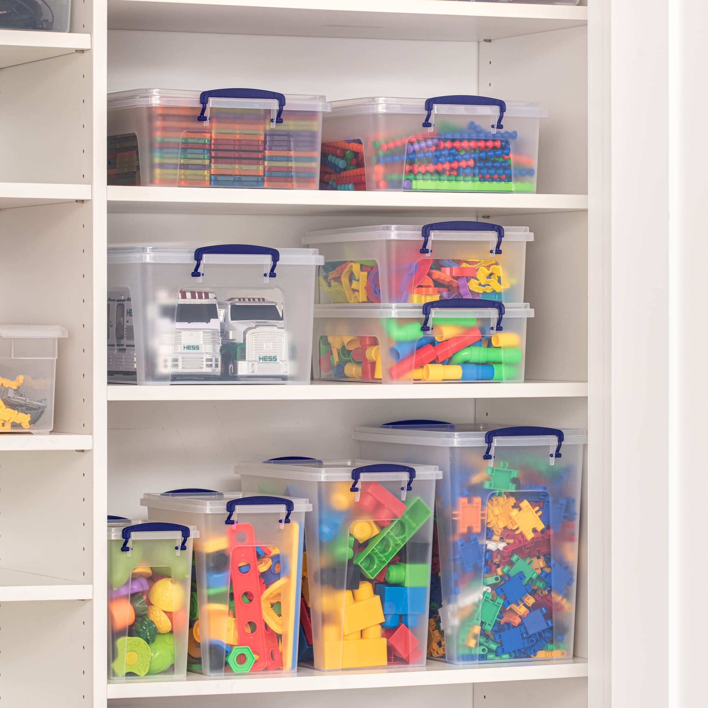 Superio Clear Storage Bins with Lids, Stackable Deep Storage Boxes with Latches and Handles, Extra Small, 4 Pack, Deep Containers for Home, Garage, and Kitchen