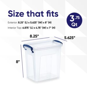 Superio Clear Storage Bins with Lids, Stackable Deep Storage Boxes with Latches and Handles, Extra Small, 4 Pack, Deep Containers for Home, Garage, and Kitchen