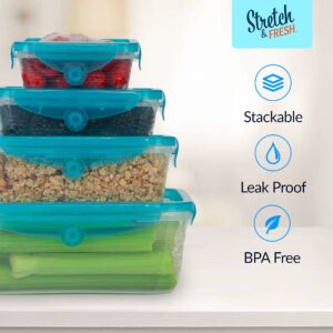EMSON STRETCH and FRESH Silicone Food Storage Containers Airtight Lids for Solid Food and Leak-Proof for Soups and Sauces, Freezer-Safe BPA-Free Stackable Meal Prep Container As Seen On TV (24)