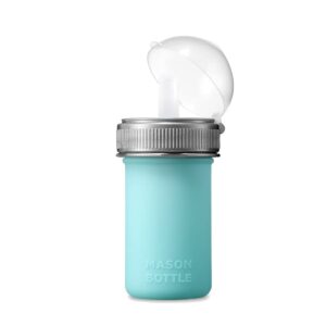 mason bottle silicone squeeze pouch - lightweight, bite-proof, soft food and liquid friendly, bpa & bps free, dishwasher safe, made in the usa (8 ounce, teal) (8 oz, teal)