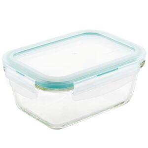 lock & lock purely better glass food storage container with lid, rectangle-14 oz, clear