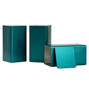 tianhui square tin can empty cube steel box storage container kit 65mm series for treats, gifts, favors, loose tea, coffee and crafts, emerald green, 3l