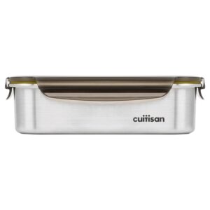 cuitisan signature rectangle airtight container no. 7 47.3oz, stainless steel food container, waterproof, microwave and dishwasher available