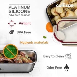 CUITISAN SIGNATURE RECTANGLE AIRTIGHT CONTAINER NO. 7 47.3oz, STAINLESS STEEL FOOD CONTAINER, WATERPROOF, MICROWAVE and DISHWASHER AVAILABLE