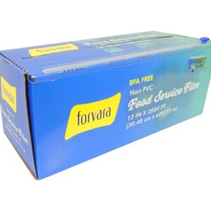 Forvara Non-PVC 12" x 2000' Foodservice/Cutterbox film with Slide cutter (BPA-free,Chlorine-free, Non-PVC, Microwave safe and Odourless Foodwrap film)