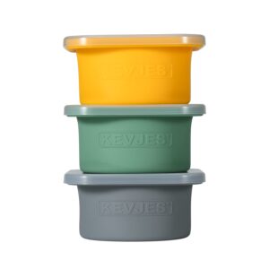 kevjes stackable silicone artisan pizza dough proofing proving containers with lids-3 pack-500ml portion (1space gray+1green+1yellow)