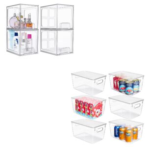 vtopmart 4pack stackable storage drawers and 6pack clear storage bins with lids
