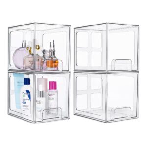 Vtopmart 4Pack Stackable Storage Drawers and 6Pack Clear Storage Bins with Lids