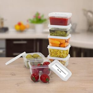 ZENVY 50 Pack Mini Reusable 2oz Containers | Includes 50 Plastic 2oz Food Containers and Lids | For Sauces, Dips, Crafts & More (White, Rectangle)