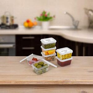 ZENVY 50 Pack Mini Reusable 2oz Containers | Includes 50 Plastic 2oz Food Containers and Lids | For Sauces, Dips, Crafts & More (White, Rectangle)