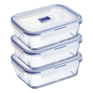 luminarc pure box active food rectangle 5.1 cup, storage container set, 6 piece, clear