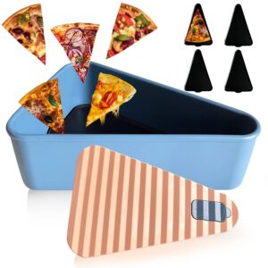 gwydre pizza leftover storage container with 2 pizza trays,reusable pizza slicone container,silicone food container lunch box withstand temperature in -40~200℃ (blue&pink, 9inch)