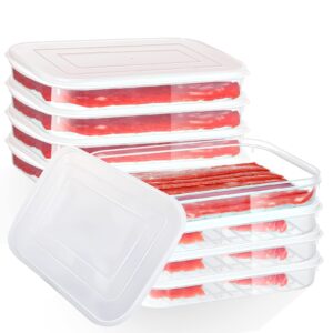 nuenen 8 pack bacon keeper plastic deli meat saver airtight cheese cold cuts food storage containers with lids for refrigerators fridge shallow low profile cookie holder