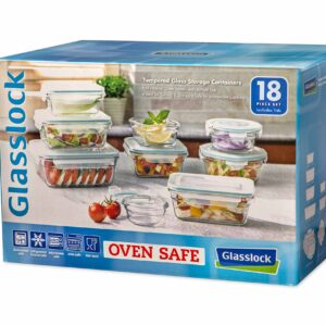 Snaplock Lid Tempered Glasslock Storage Container Airtight 18pc Set Anti Spill Microwave & Oven Safe BPA Free