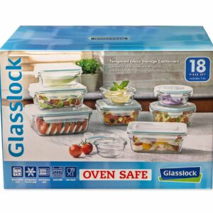 Snaplock Lid Tempered Glasslock Storage Container Airtight 18pc Set Anti Spill Microwave & Oven Safe BPA Free