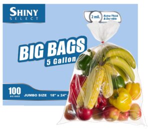 [ pack of 100 ] 5 gallon bucket liner bags for marinating and brining - 2 mill thick- bpa free - ''18x24'' - poly bags, food grade, bpa free, x-large big bags for food storage, freezer, meat, seasonal