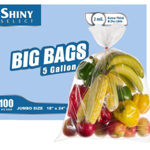 [ Pack of 100 ] 5 Gallon Bucket Liner Bags for Marinating and Brining - 2 MILL THICK- BPA FREE - ''18x24'' - Poly Bags, Food Grade, BPA Free, X-Large BIG Bags for Food Storage, Freezer, Meat, Seasonal