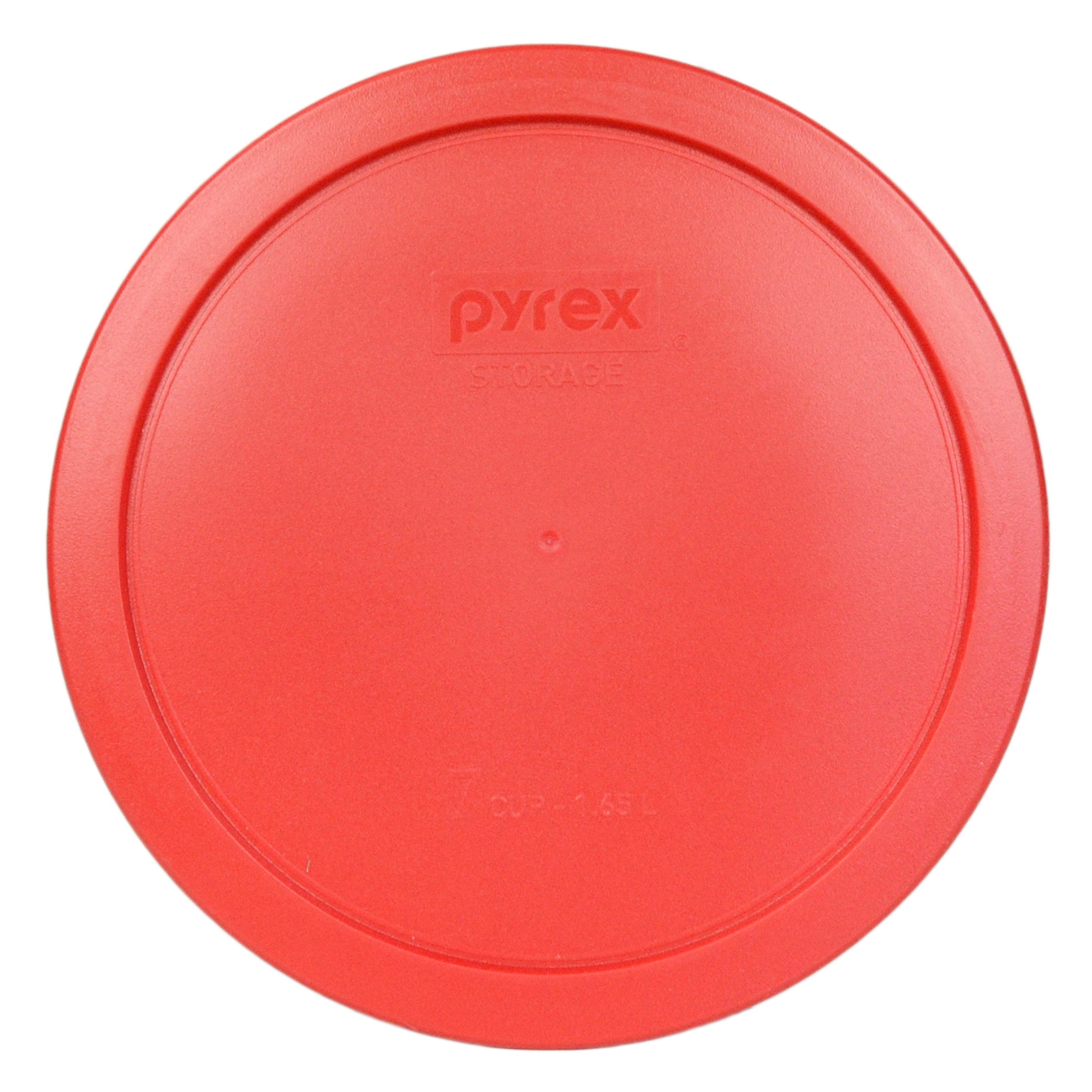 Pyrex 7402-PC 6/7 Cup Poppy Red Round Plastic Food Storage Lid - 4 Pack Made in the USA