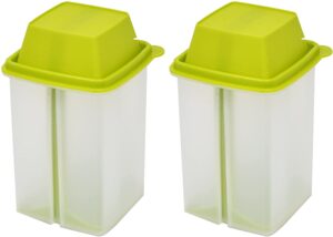 home-x set of 2 pickle storage containers, straining pickle jar, filter insert, sieve food saver container, 7 ½” l x 4 ¼” w x 4 ¼” h, set of 2, green