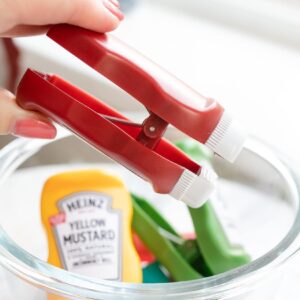 Heinz Bottle Chip Clips Picnic Pack, Set of 3 | Includes Ketchup, Mustard, Relish | Useful As Home Kitchen Decorations, Plastic Bag Clamps for Food Storage with Air Tight Seal Grip | Cute Foodie Gifts