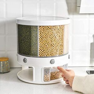 HJSQ Rice Dispenser 22LB Food Dispenser 6-Grid Rotating Rice Storage Container, Rice Bucket with Measuring Cup Dry Grain Food Storage box