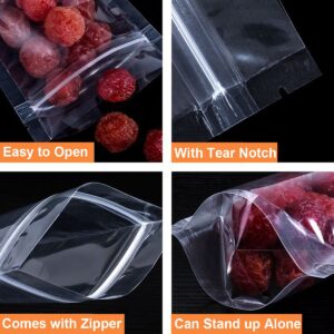 100 Pack Clear Zipper Stand Up Pouch Bag, MYANGHAOT Dry Fruit Food Packaging Bag, Moisture-Proof Transparent Sealing Bag Resealable Ziplock Snack Food Tea Pouches (5.51" x 7.87")