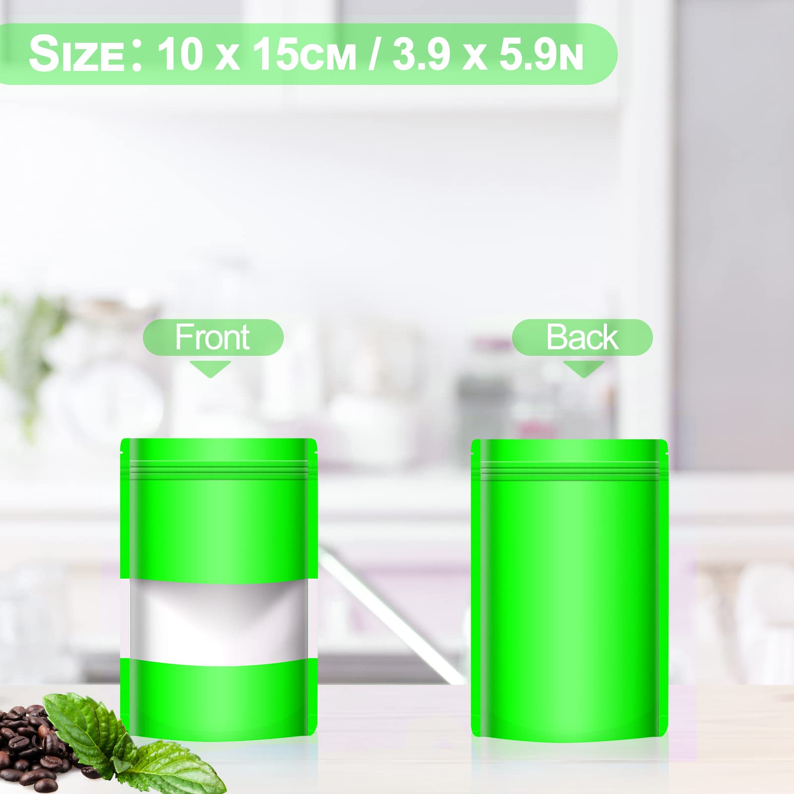 Stand-up Smell-Proof Bags for Small Business Packaging - Candy Food Storage Bag Edible Pouch Bags with Clear Window 100 Pcs Bags for Candy