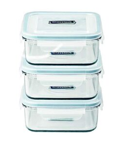 glasslock square glass food-storage container with locking lids microwave safe17oz/490ml 6pc set